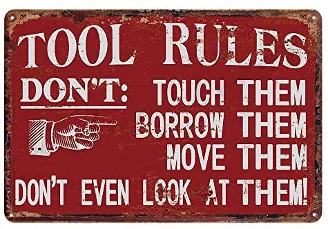 

Red Tool Rule Thick Tinplate Tool Rules Novelty Parking Retro Metal Tin Sign Plaque Poster Wall Decor Gift Suitable 12x8 Inch