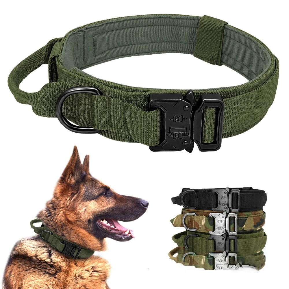 

Nylon Tactical Dog Collar Leash Set Adjustable Military Pet Collar Leash Medium Large Dog Training Accessories