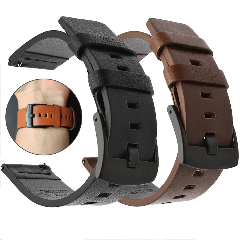 

Watchband for Samsung Galaxy watch 3 46mm 42mm Active 2 40 44 Gear s3 Watch Band Strap 20 22 24mm Genuine Leather Bracelet