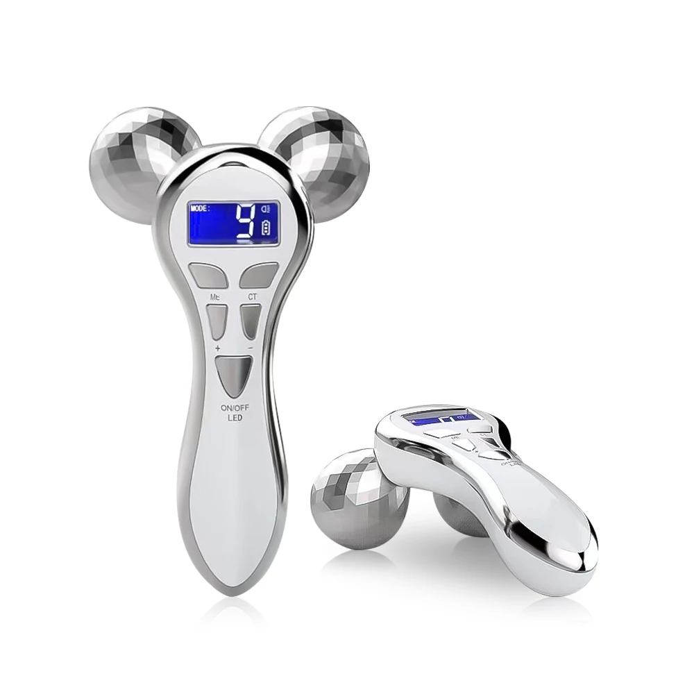 Home use ems face lifting microcurrent 3D roller facial massager device