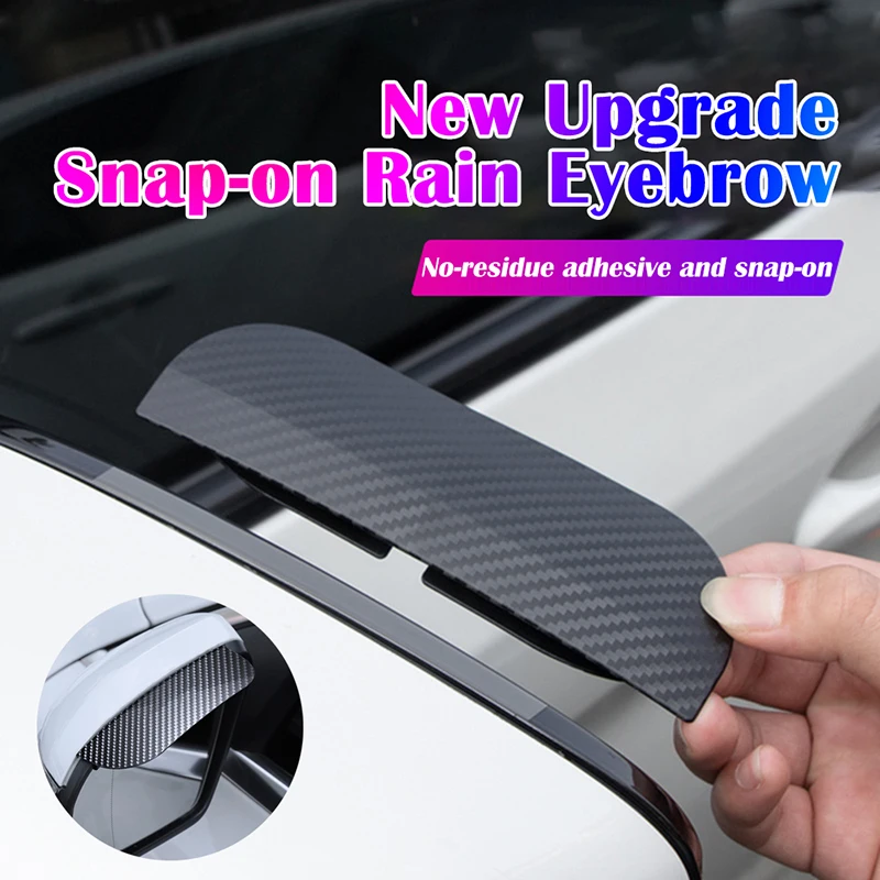 

2PCS Universal Car Rearview Mirror Rain Cover Snap-On Rain Eyebrow Carbon ABS Fiber Side View Mirror Shade Protector Cars SUV