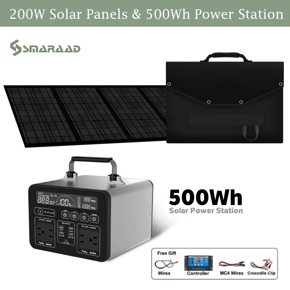 

SMARAAD500Wh 220 В портативная электростанция с немодулированным синусоидальным сигналом, солнечный генератор для хранения энергии, перезаряжаем...