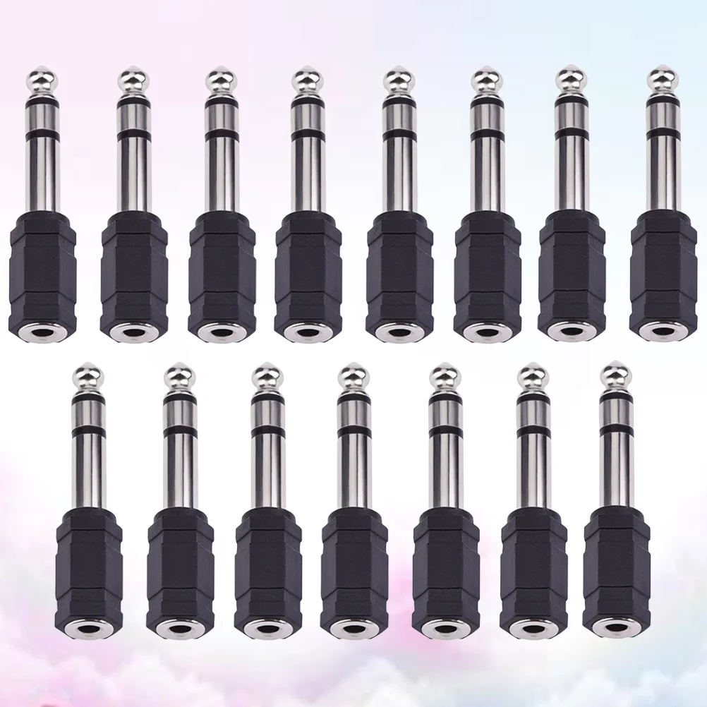 

15pcs Microphone Jack Plug Stereo Sound Mic Converter Plug 65mm Female to 35mm Male Adapter for Audio Mixing Console Black