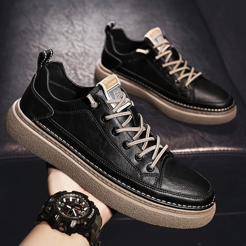 

Кроссовки мужские кожаные, роскошная брендовая повседневная обувь, низкие, в британском стиле, Корейская версия