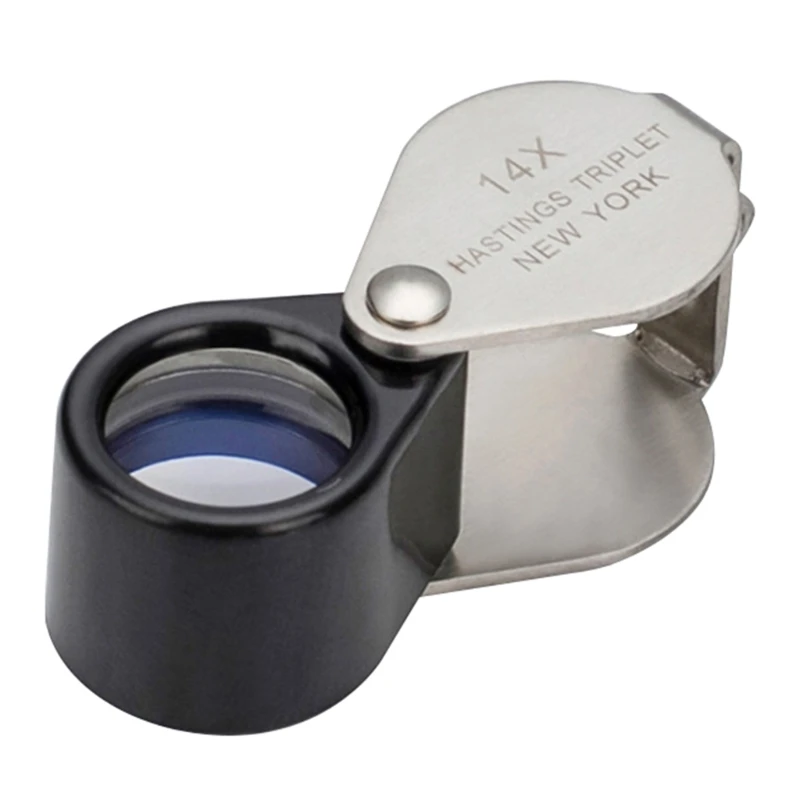 

K1KA 14X Jewelry Loupe Metal Folding Jewellery Magnifier Eye Loop Magnifying Glass for Diamonds Jeweller Coins Stamps