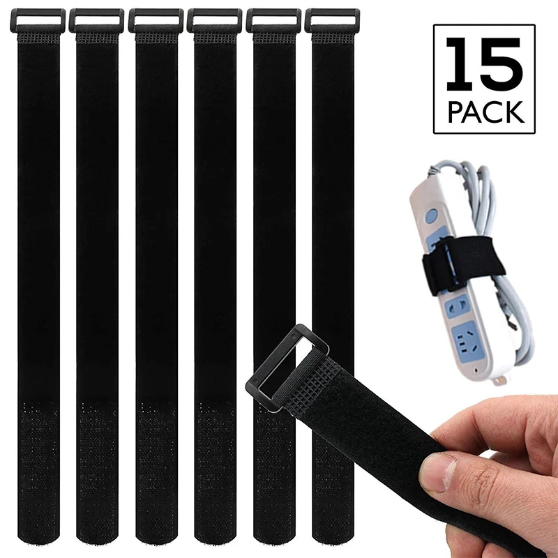 

15PCS Nylon Reverse Buckle Strap Cable Ties For Headphones Wire Data Line Network Cables Sticky Line Finishing Organizer