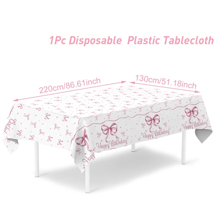 

Бело-розовая скатерть с бантом