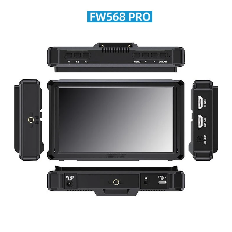 Фото FW568 PRO Полевой монитор камеры 1200 нит 6-дюймовый сенсорный экран Full HD Монитор камеры 4K HDMI 3D LUT Peaking Focus для DSLR №1