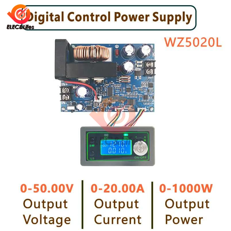 

WZ5020L WZ5012L DC 50V 12A 600W 20A 1000W Power Supply Module Adjustable CNC Step-down Voltage Current Meter LCD Display