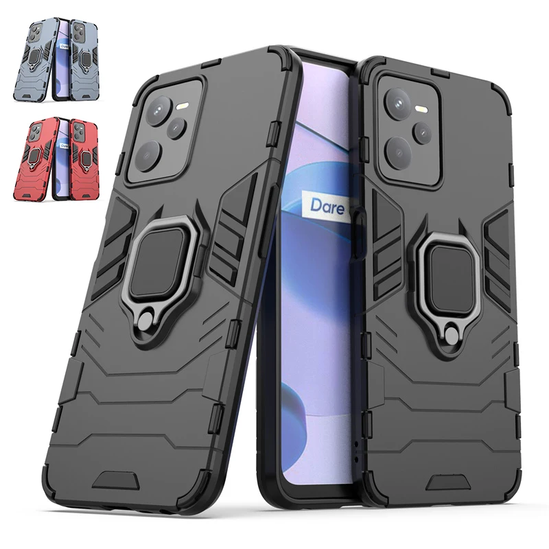 For OPPO Realme Narzo 50A Prime Cover Capas Phone Back Shockproof Ring Magnetic Holder Case For Realme Narzo 50A Prime Fundas