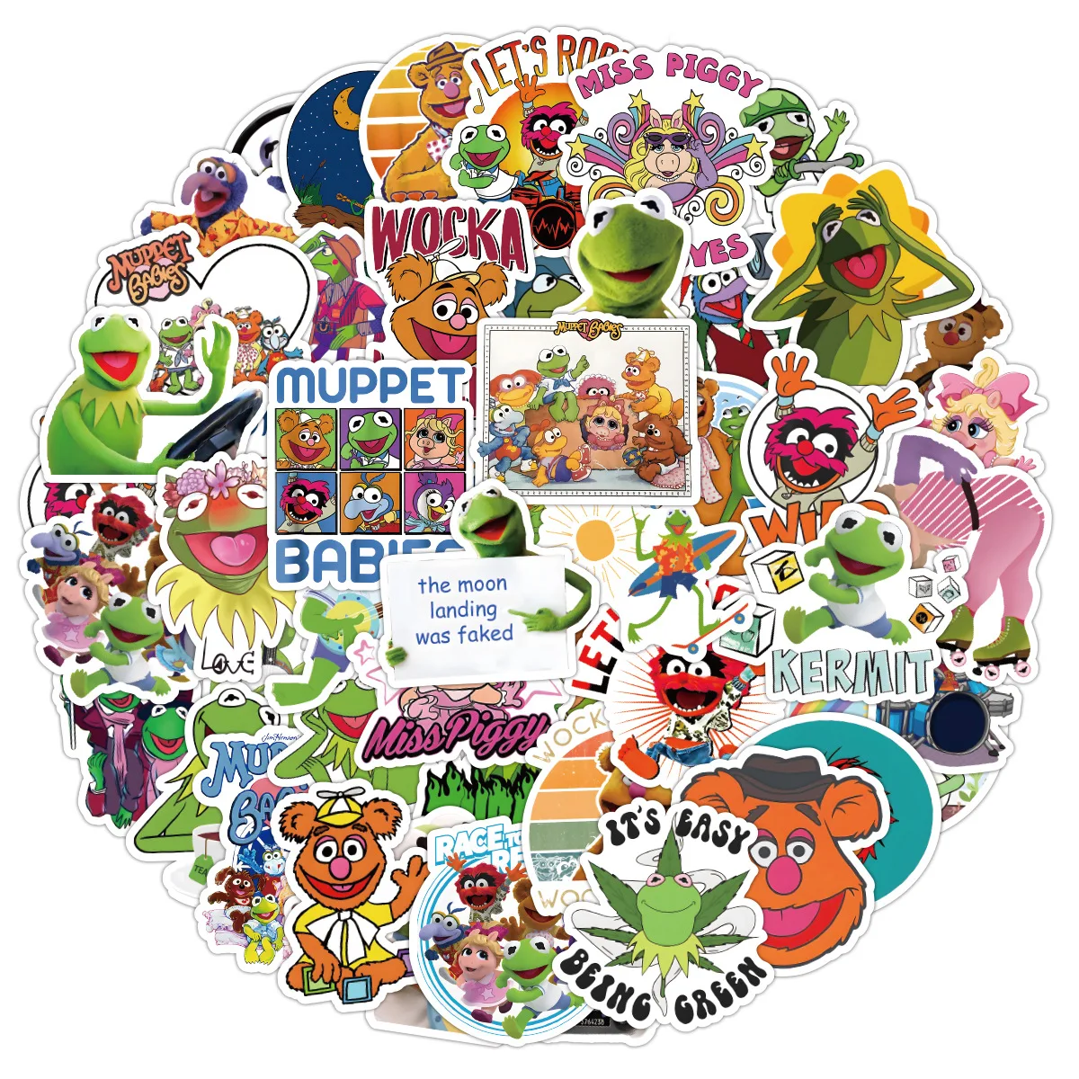 

50 шт. Kermit the Frog Miss Piggy Fozzie Bear Muppet, наклейки для холодильника, ноутбука, багажа, наклейки