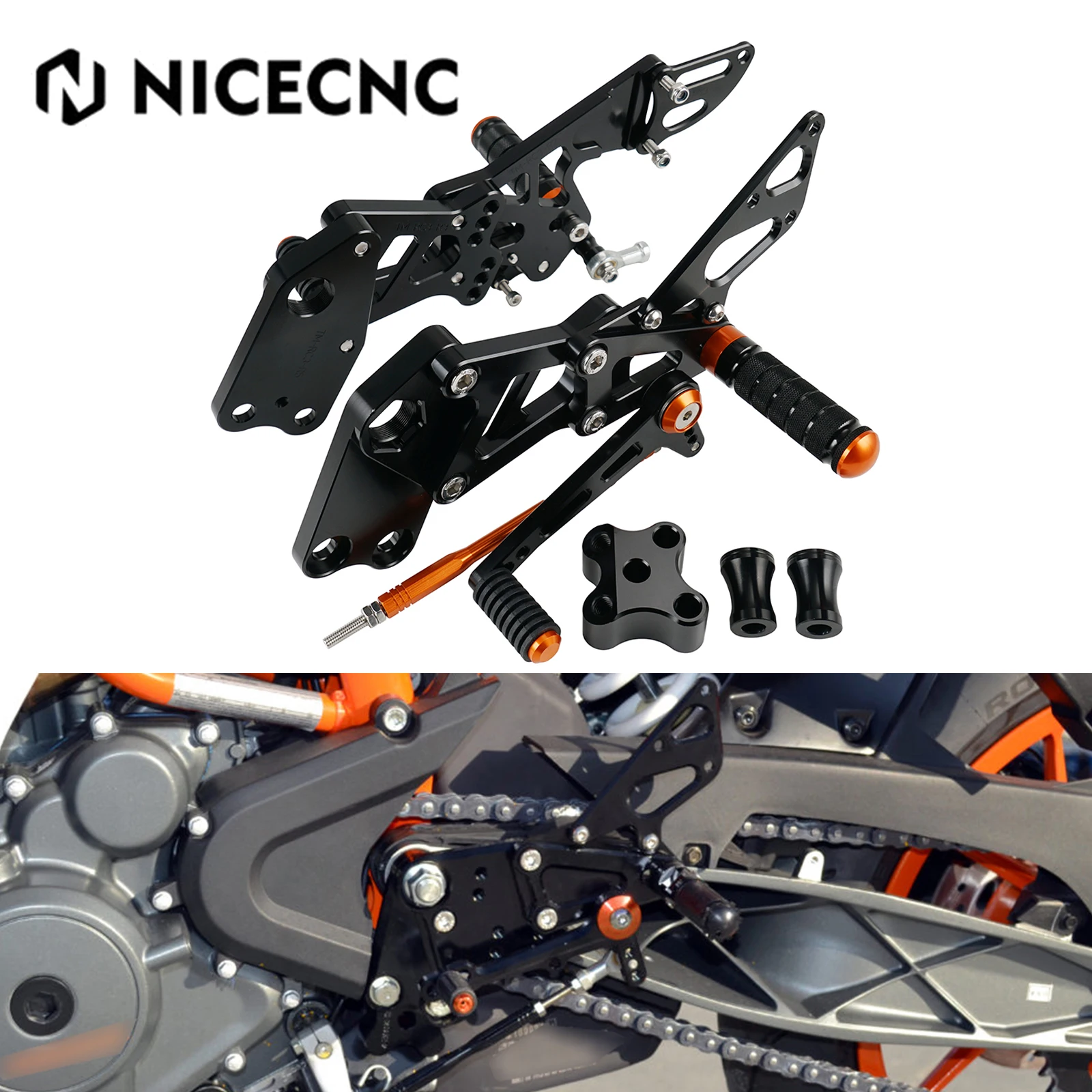 Для KTM RC 125 200 390 2014-2021 гоночные регулируемые задние подножки RC125 RC200 RC390 2014 2015 2016 2017
