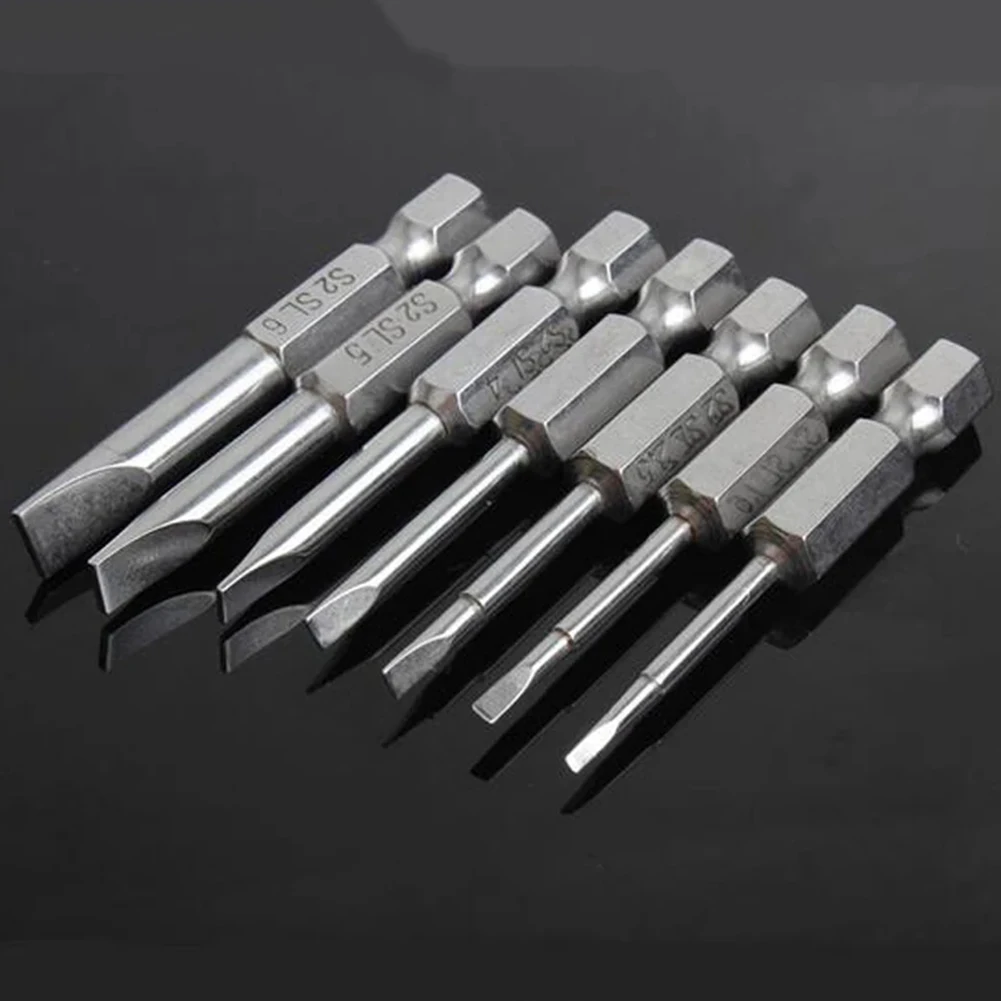 

7pcs Slotted Tip Screwdrivers Bits 1.6-6.0mm Flat Head Hand Drill Bit Screw Magnetic Electric Screwdriver Set Repair Tools