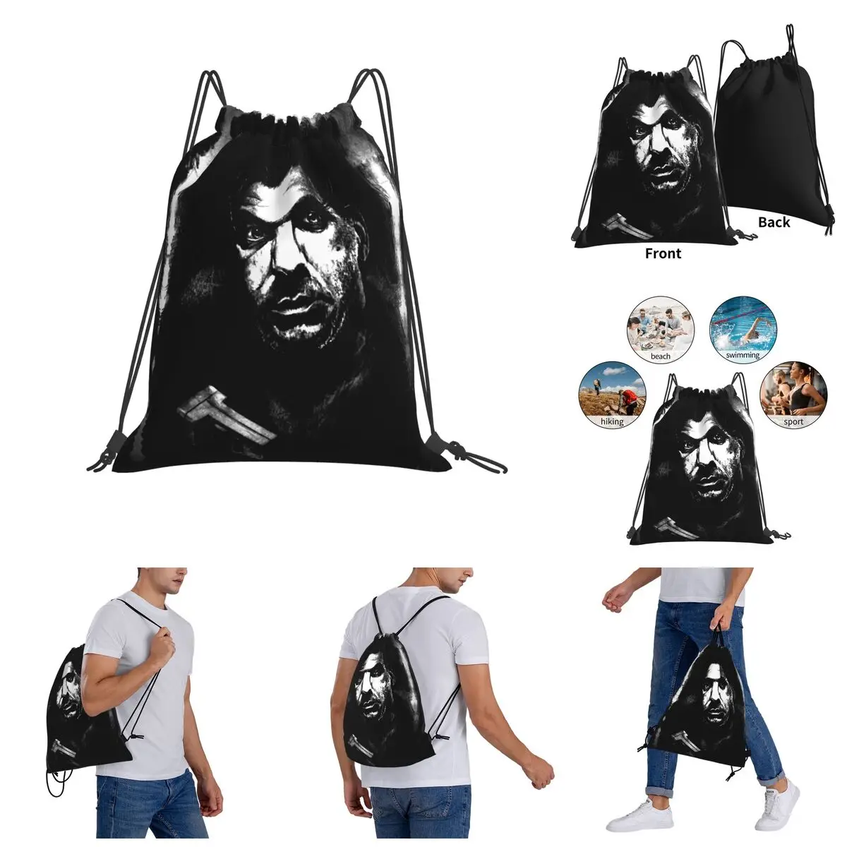

Till And Lindemann Portrait 1 Drawstring Bags Gym Bag Hot Sale Backpack Humor Graphic R320 Drawstring Backpack