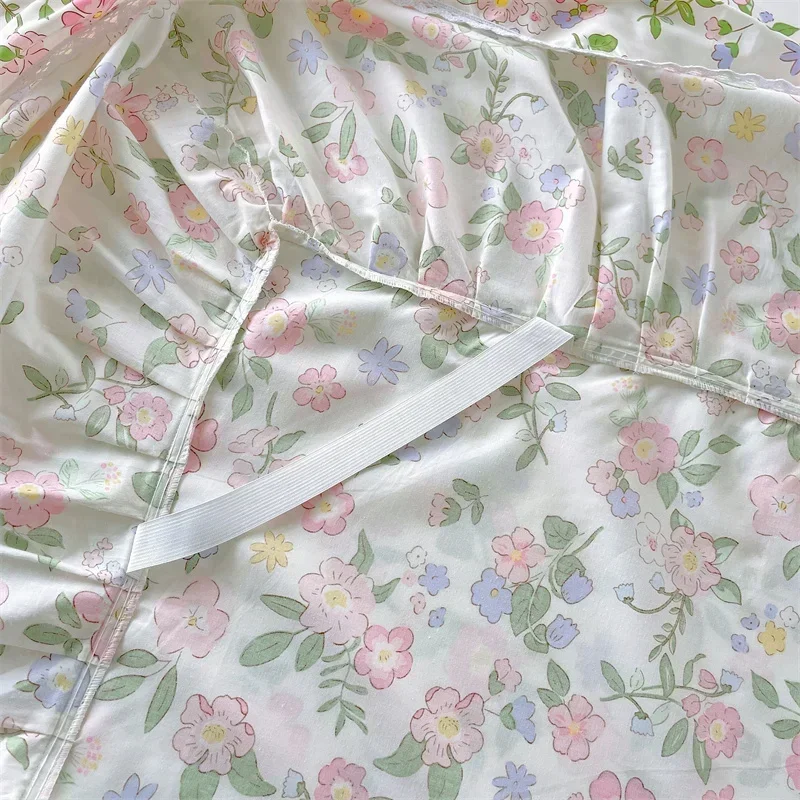 1 шт. юбка-кровать из 100% хлопка размер Queen/King простыня с цветочным принтом и