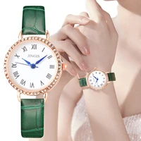 fashion diamond design womens fashion watches simple rome ladies quartz wristwatches casual slub pattern leather female clock