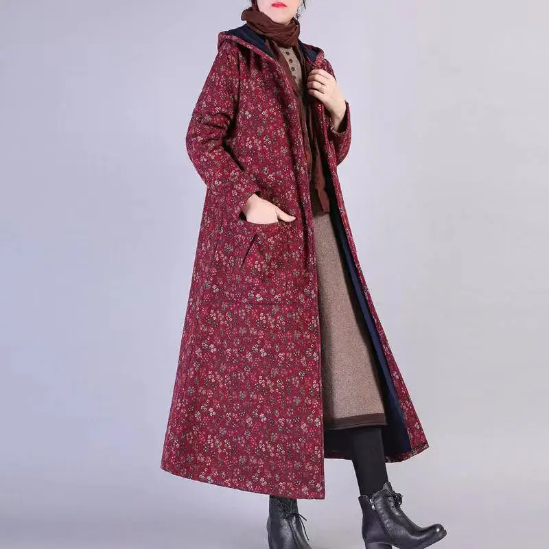

Women's Winter Coat 2022 New Long Cotton Jackets Female Print Cotton Padded Coats Plus Thickened Jacket Clothes Chaqueta Cjk247