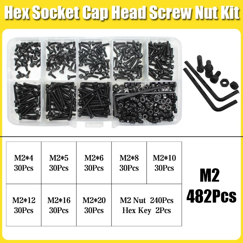 Черные винты с шестигранной головкой M2 M3 M4 M5 M6 DIN912 12.9