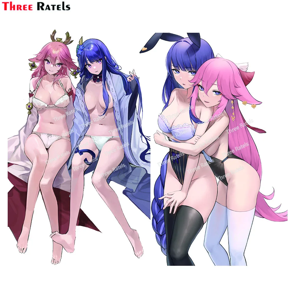 

Three Ratels H585 Raiden Shogun And Yae Miko Genshin Impact Car Windshield Decals Anti Scratch Film Personalized Creative