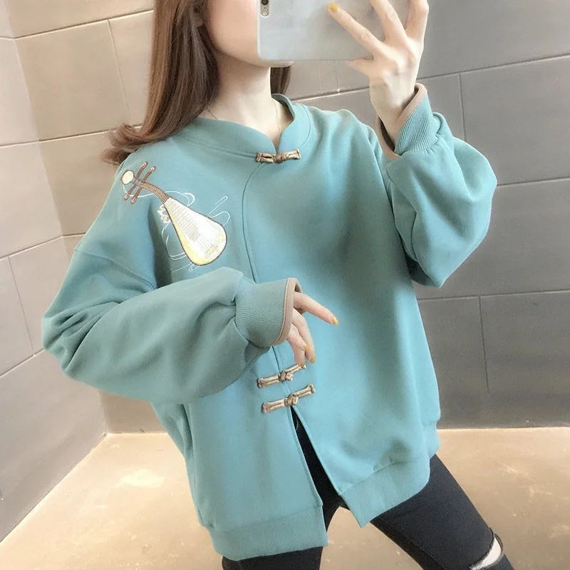 

Autumn Winter Chinese Style Printing Goth Sweatshirts Vintage Girl Hip Hop Streetwear Women Hoodies Clothes for Teens Y2k Hoodie