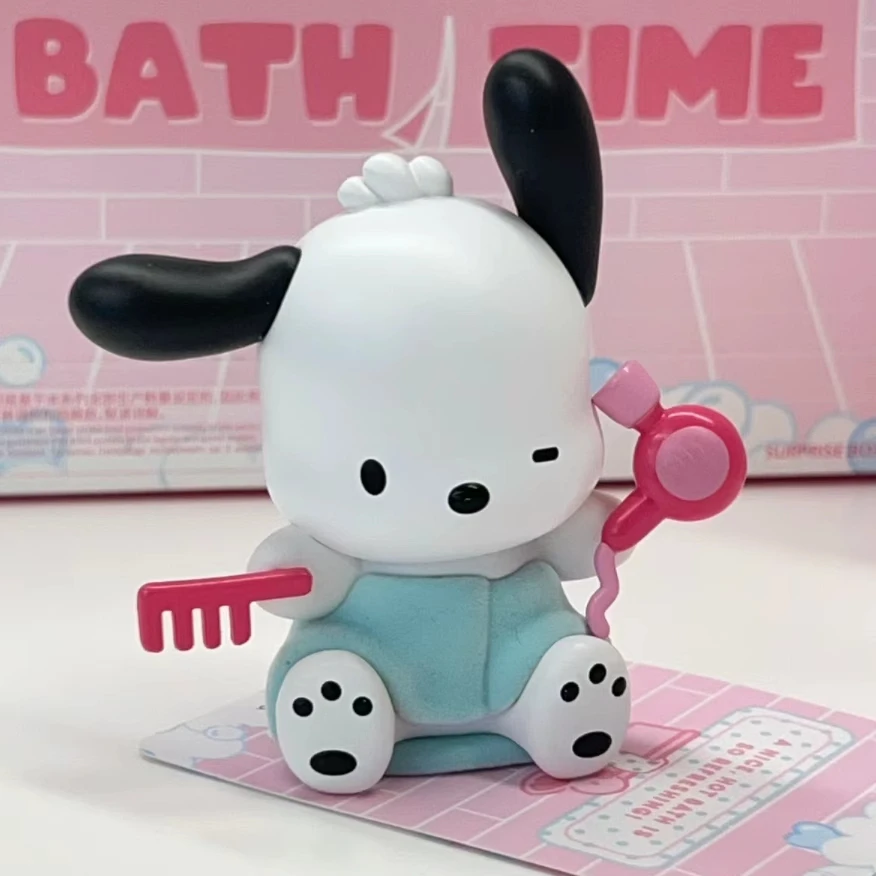 Фото В наличии Sanrio Bathing Time Series Blind Box Фигурка Cinnamoroll Pompom Purin Pochacco Kuromi Hangyodon Аниме Таинственные куклы №3
