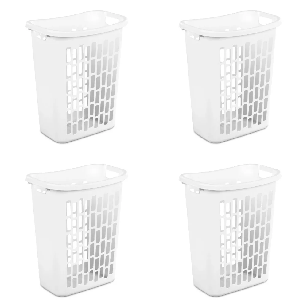 

Rectangular Open Laundry Hamper Plastic White 4 Pack
