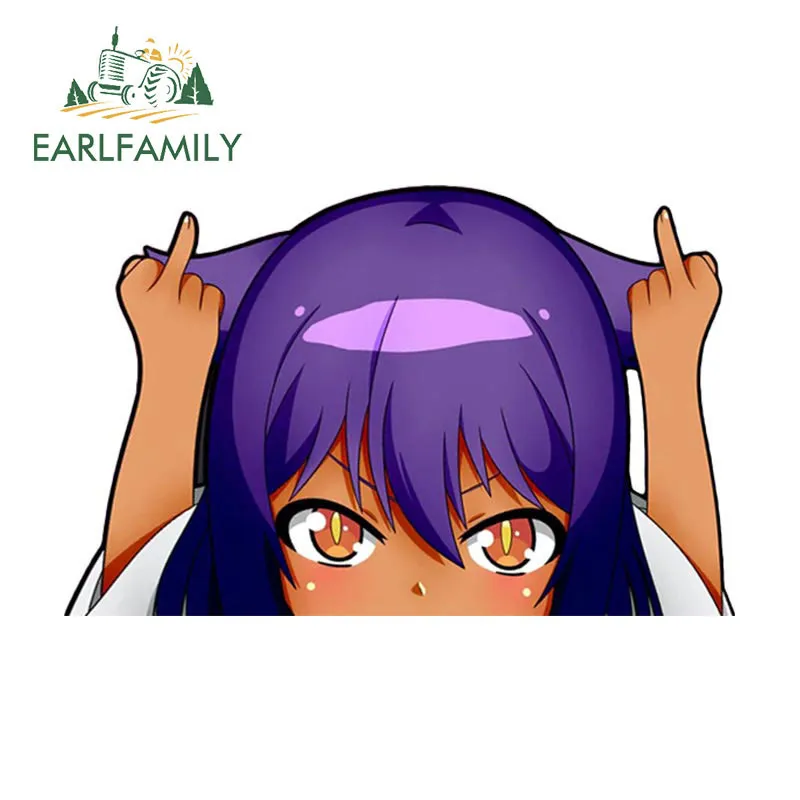 EARLFAMILY средний палец руки в стиле чиби автомобильные наклейки Anya Jahy Sama Izumi Sagiri Peeker
