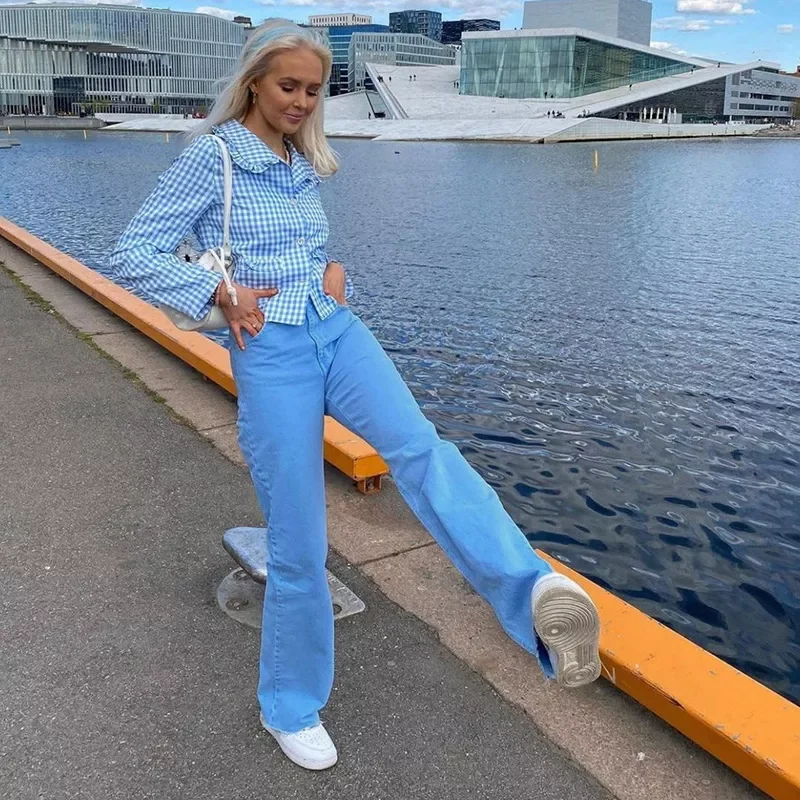 Hot Girl Y2K High Waist Pants 2021 New Color Fashion Slim Retro Wide Leg Jeans Women Loose Street Hot Trousers Chic Denim Pants
