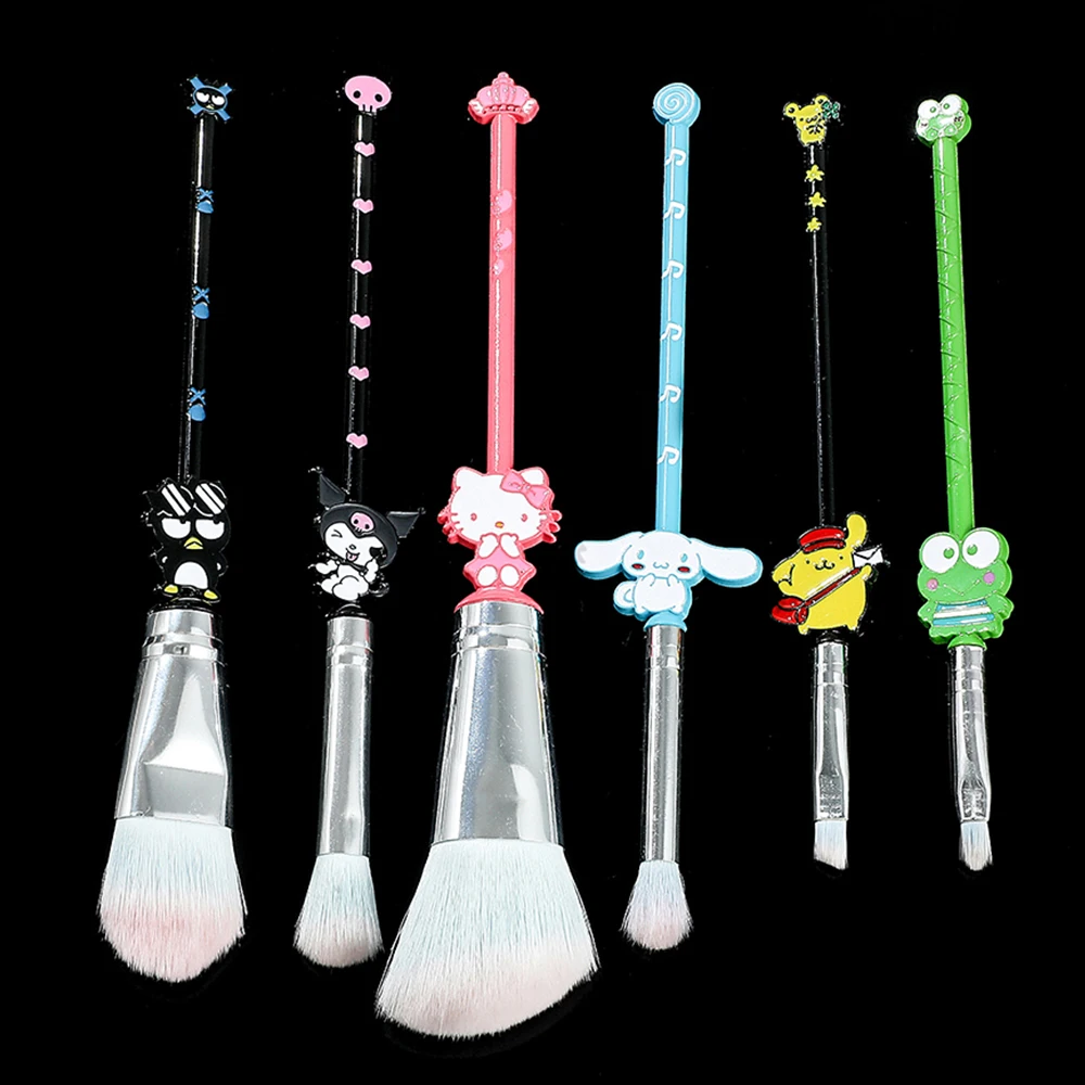 

6Pcs/Set Cartoon Sanrio Makeup Brush Kuromi Hello Kitty Cinnamoroll Portable Soft Concealer Brush Beauty Cosmetics Brush ToyGift
