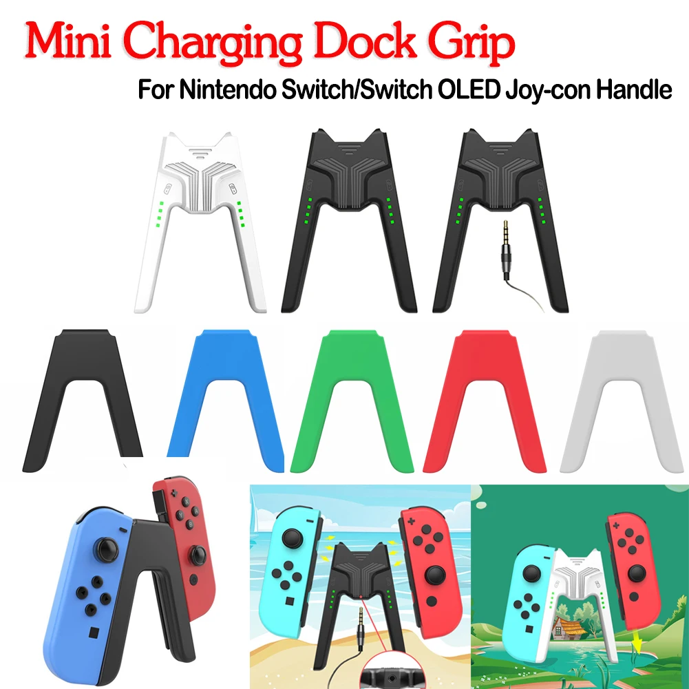 Game Controller Left & Right Charging Dock Grip V-Shaped Gamepad Charger Stand For Nintendo Switch/Switch OLED Joy-con Handle