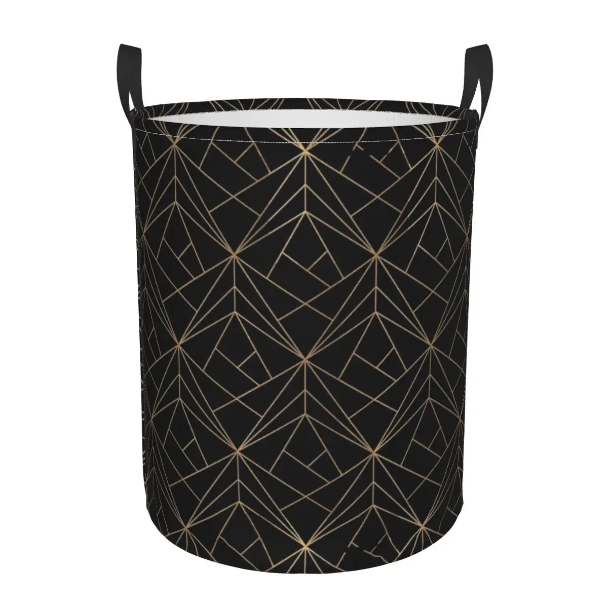 

Black And Gold Geometric Pattern Foldable Laundry Baskets Dirty Clothes Toys Sundries Storage Basket Home Organizer Large