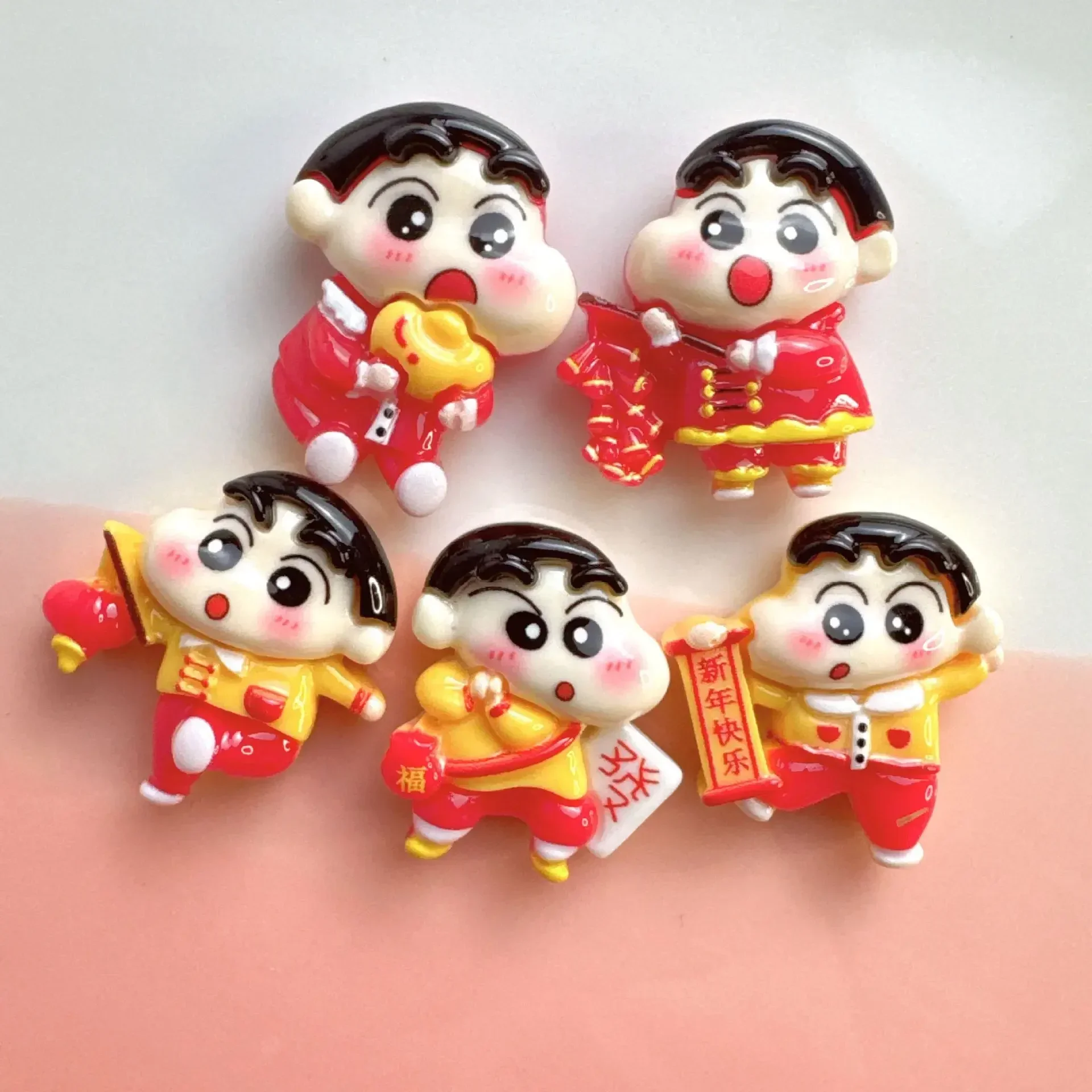 5 шт. милый красный мелок Шин Чан из смолы с плоской задней частью принадлежности