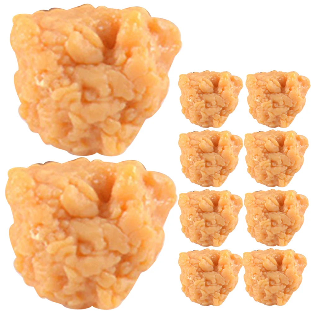 

10 Pcs Simulation Popcorn Chicken Homedecor Simulated Food Model Tabletop Pvc Fake Nuggets Lifelike