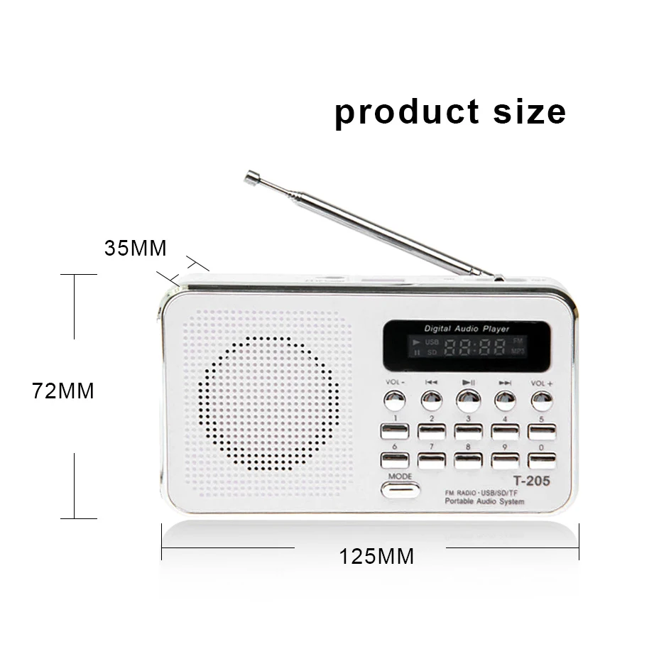 

Portable Mini Am Fm Radio Stereo Speaker Support Sd/Tf Card With Usb(White)