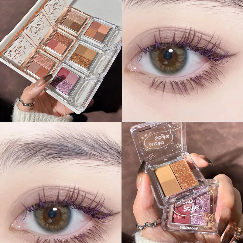 

3/4 Colors Shimmer Pearlescent Eyeshadow Highlighter Palette Glittery Eyeshadow Sequin Long Lasting Eye Makeup Shiny Glitter