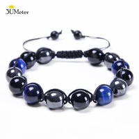 3umeter high quality natural stone bracelet hand braided red blue tiger eyes bracelets for men fashion beads yoga jewelry gift