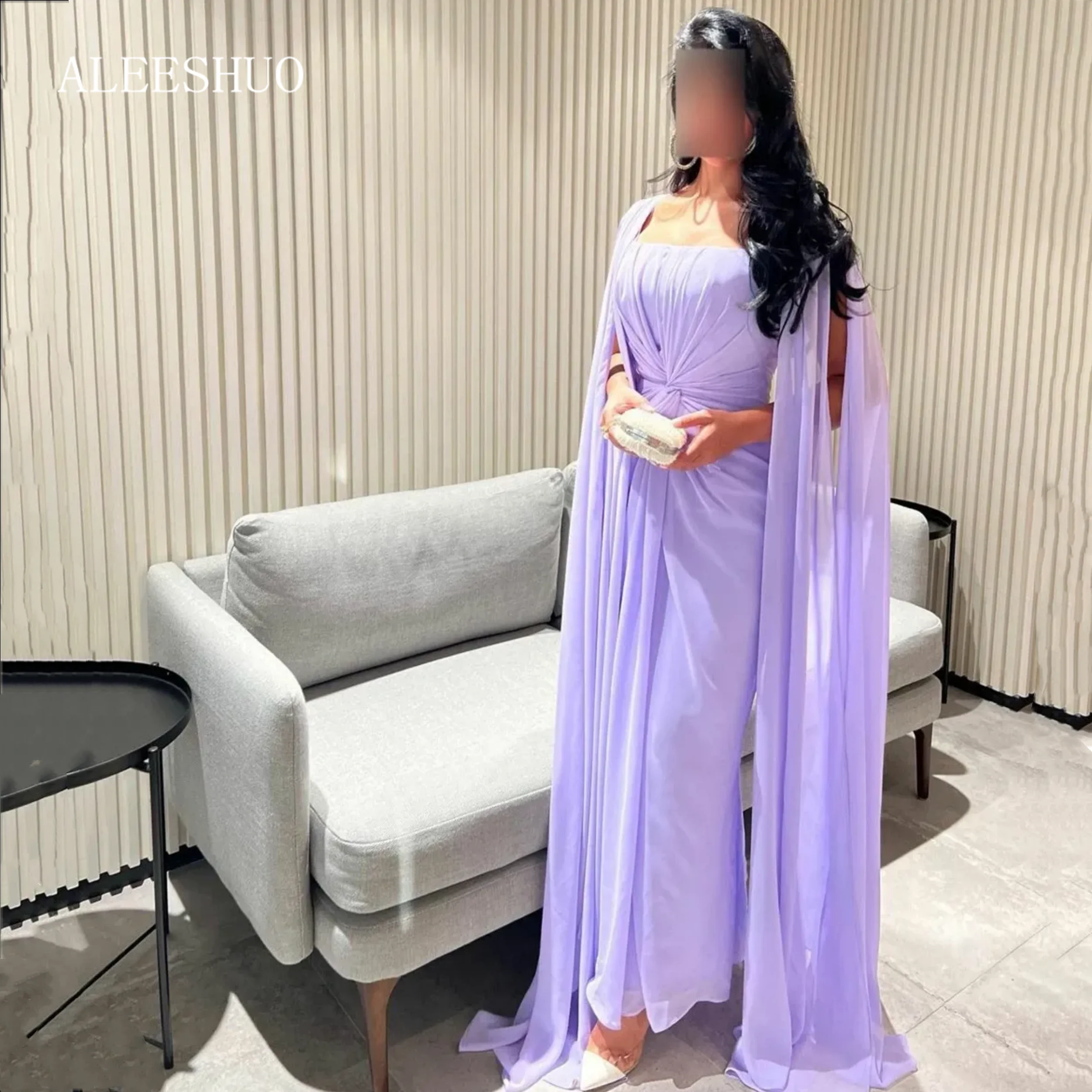 Женское шифоновое вечернее платье с квадратным вырезом