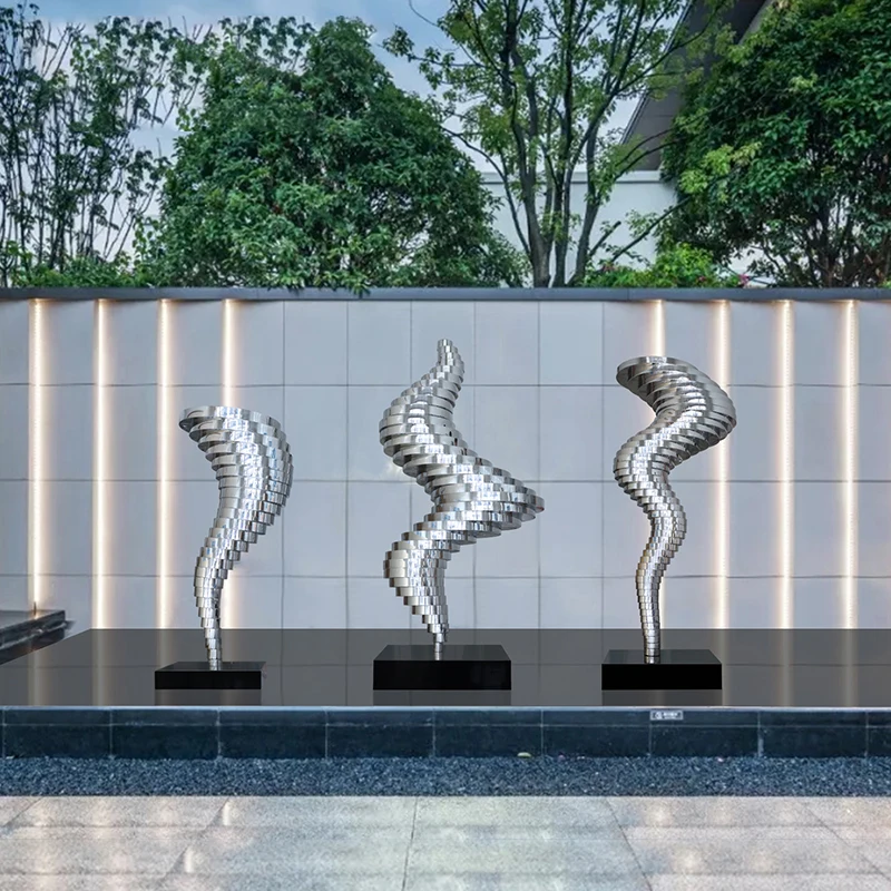 

Metal large floor-mounted soft-mounted handicraft ornaments in the sales office lobby stainless steel sculpture inside