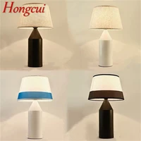 hongcui modern table lamp romantic simple led fabric desk light for home living bedroom bedside