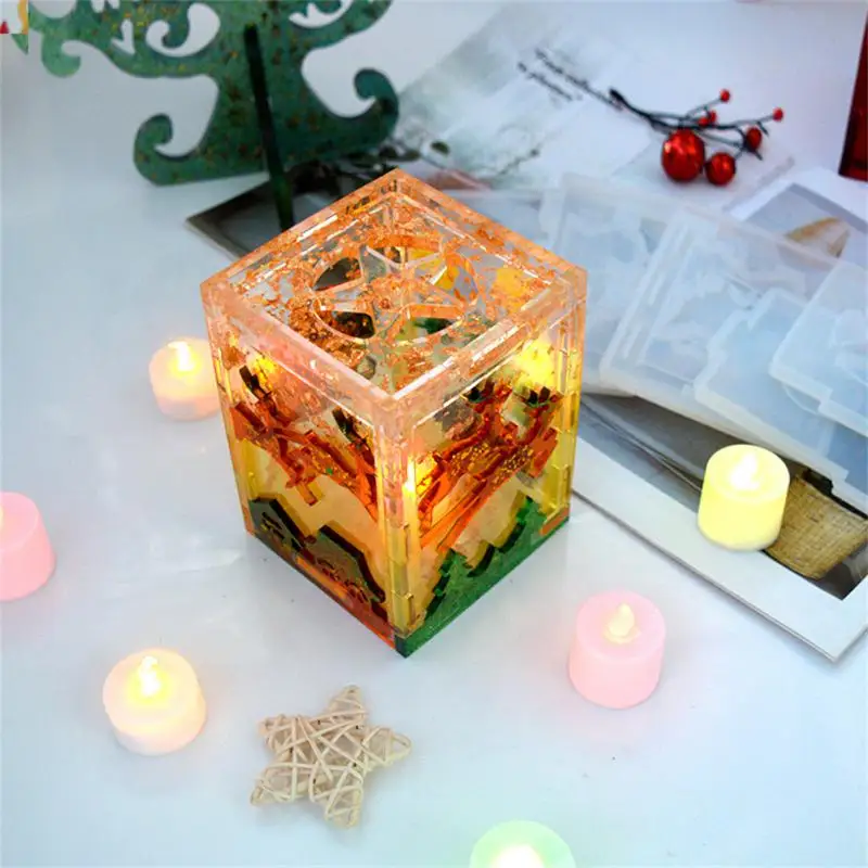 

Christmas Silicone Molds DIY Lantern 6 Pieces Splicing Set Christmas Tree Santa Claus Snowflake Moose Christmas Mold Gifts Light