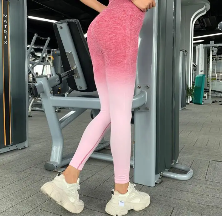 

Yoga Pants High Elastic gradient color Women Leggings Sports Pants Running Trousers Tights Gym Training Fitness Wear