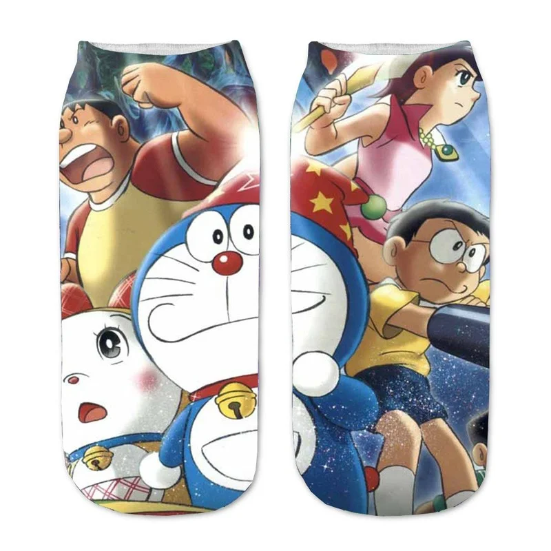 

Anime Woman Sock Doraemon 3D Thin for Women Socks Short Print Cotton Sox Kpop Soft Kawaii Spring Summer Casual Ladies Stockings