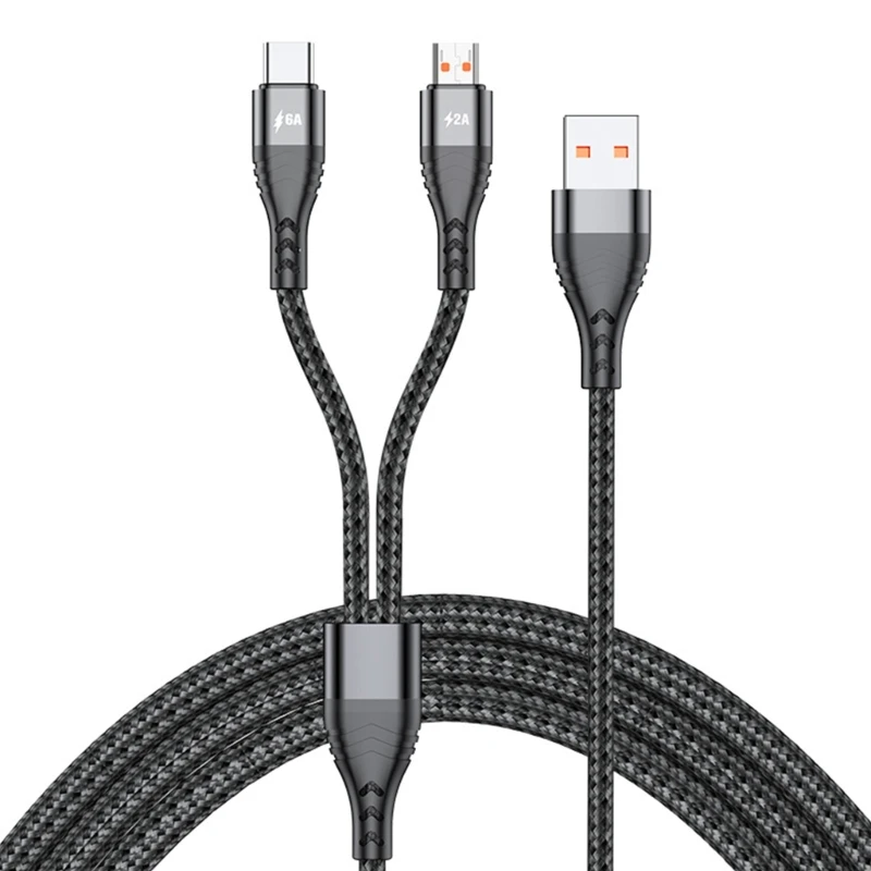 

Tangles Free USB to Micro USB & Type-C Charge Cord Nylon Braided Type-C Charging Cable for Reliable and Long-Lasting Use
