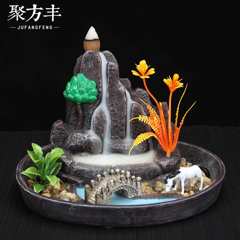 

backflow incense burner indoor home sandalwood pot bonsai new Chinese ornaments incense burner cross-border aromatherapy furnace