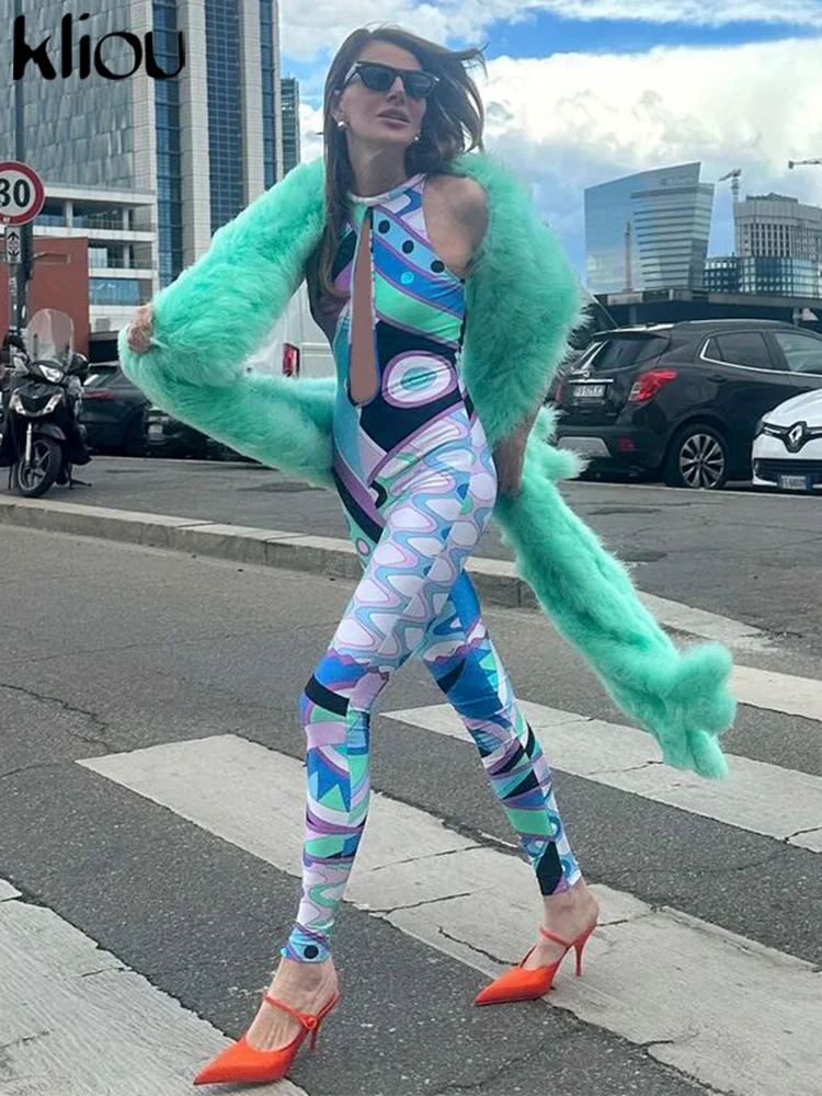 Летняя женская уличная одежда длиной до щиколотки kliou модель K24Q46320 с рисунком для