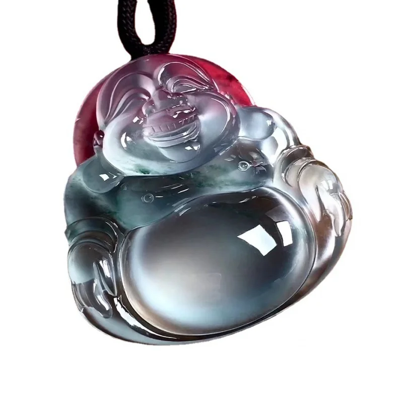 Натуральный полностью зеленый Подвеска Будды из нефрита и ледяного с