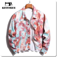 kenntrice colorful jackets denim stylish outwear youth trend designer fashion style casual mens streetwear hip hop clothing
