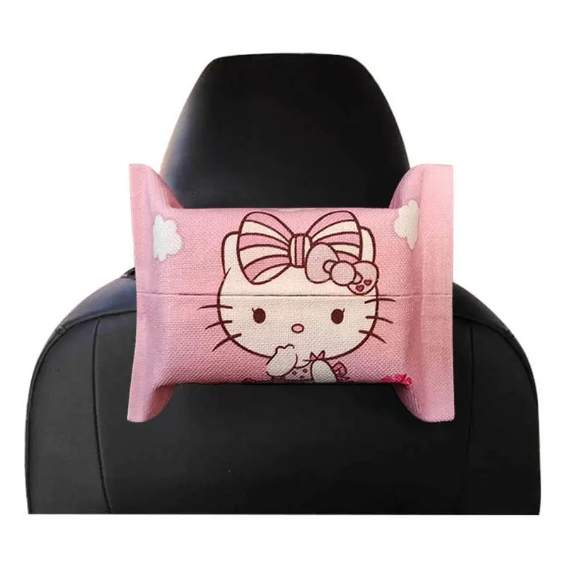 

Sanrio Kawaii Hello Kitty Car Tissue Box Cute Cartoon Armrest Box Car Tissue Cover Hanging Tissue Bag Car Interior Accessories