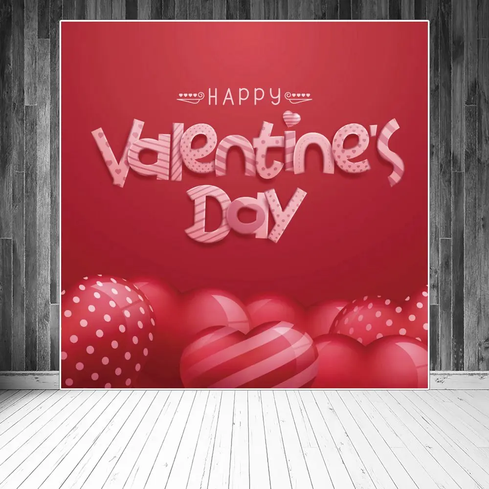 

Happy Valentine's Day Photography Backdrops Red Dots Striped Balloons Poster Banner Custom Baby Birthday Decoration Backgrounds