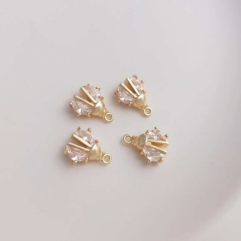 

14K Color Retention Real Gold Plated Copper Beetle Shape Pendant Charms DIY Findings Jewelry Making Accessories